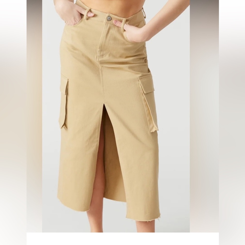 Steve Madden Tan Cream Pencil Midi Skirt